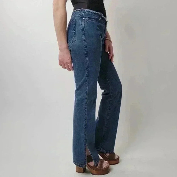 Vintage Y2K ESPIRIT Raw Hem Low Rise Wide Leg Bellbottoms - 6 - Picture 7 of 9